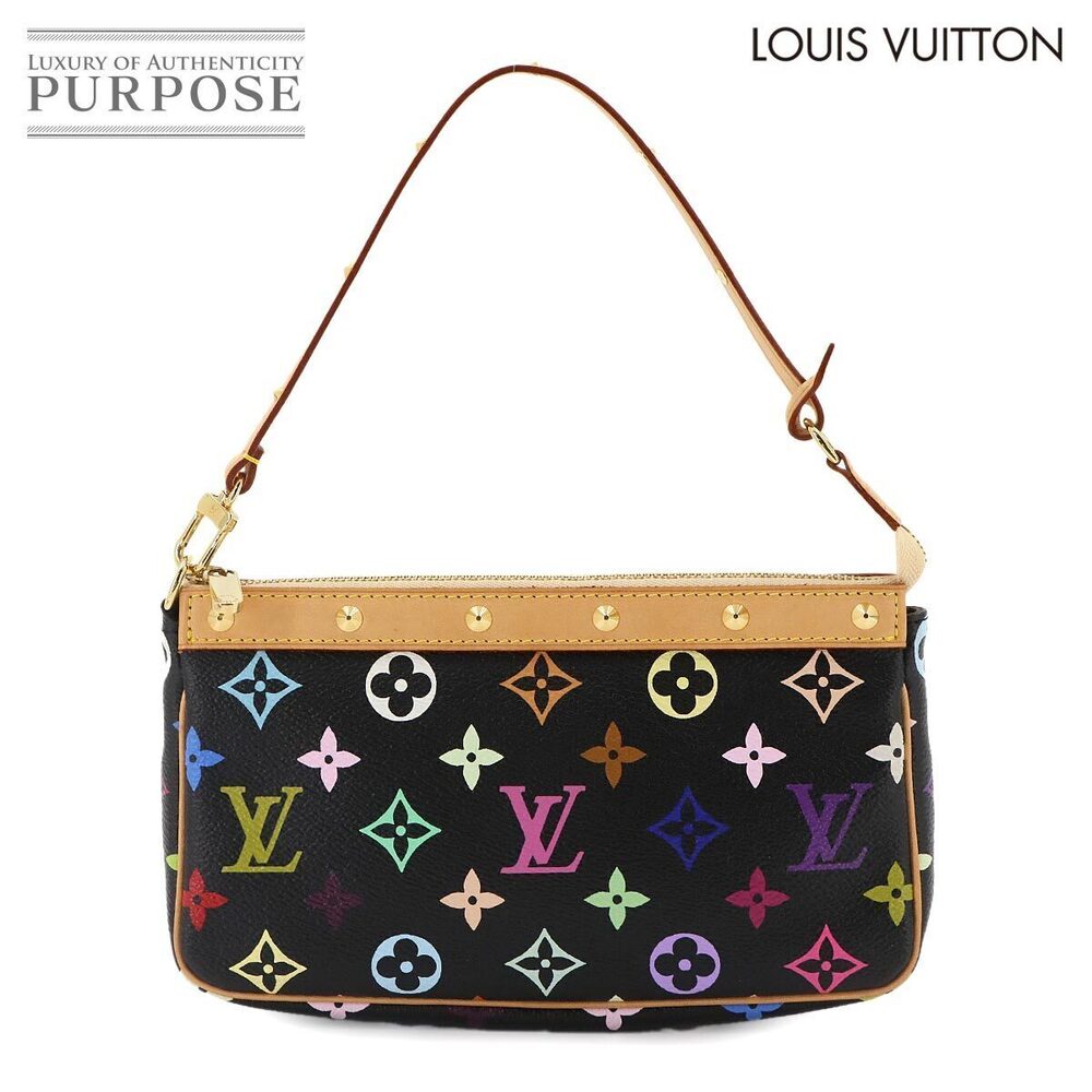 Louis Vuitton Monogram Multicolor Pochette Top Bag Canvas Leather Noir Black